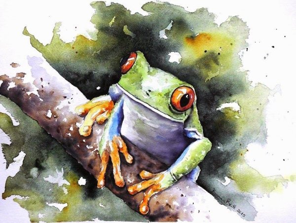 Лягушонок акварель