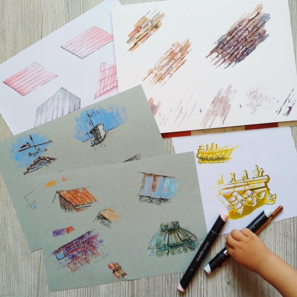 Рисунки пастельными фломастерами