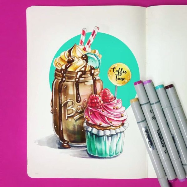 Скетчинг маркерами сладкое