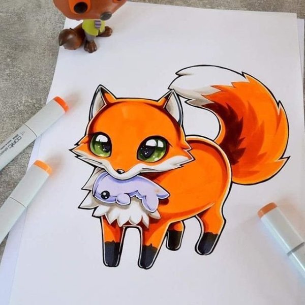 Рисунки Копик маркерами Lighane звери