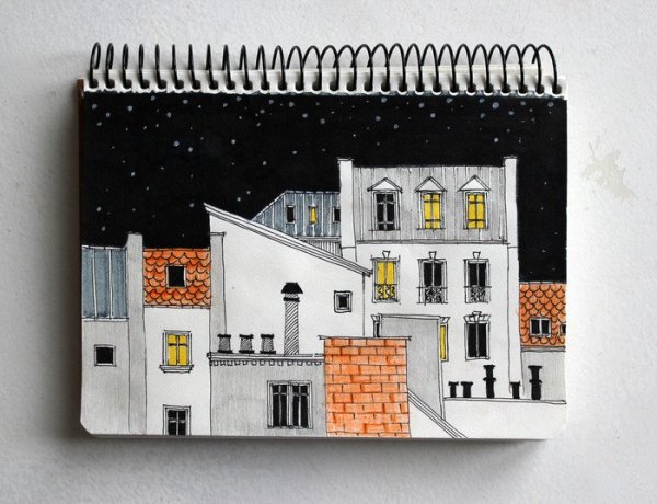 Ночной город маркерами