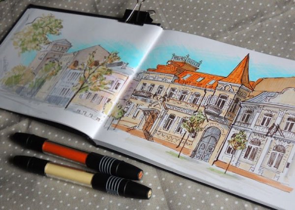 Скетчбук для рисования акварелью и маркерами