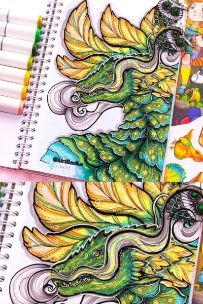 Дракон маркерами