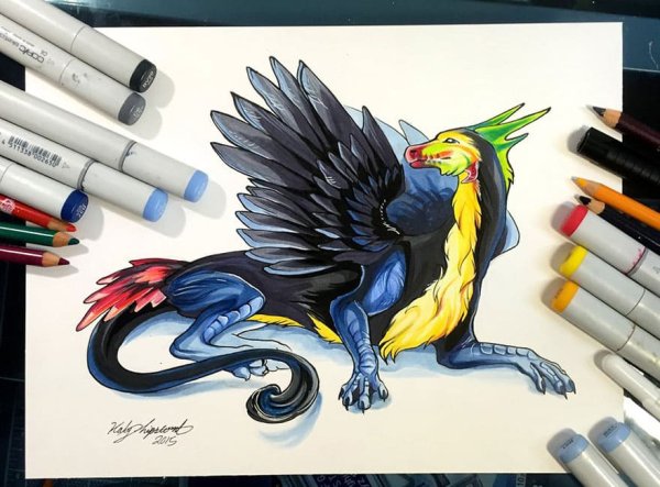 Дракон маркерами