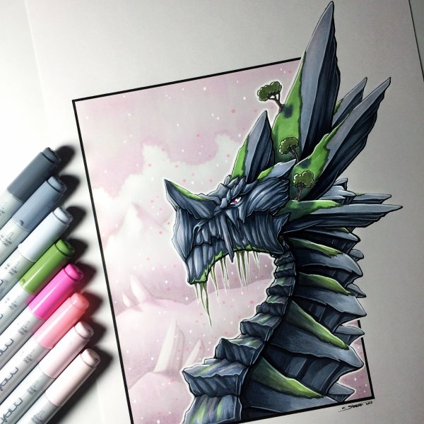 Дракон маркерами