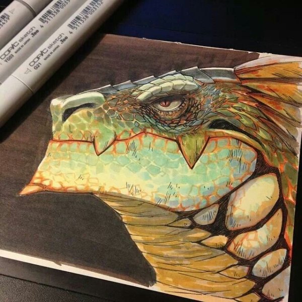 Дракон маркерами