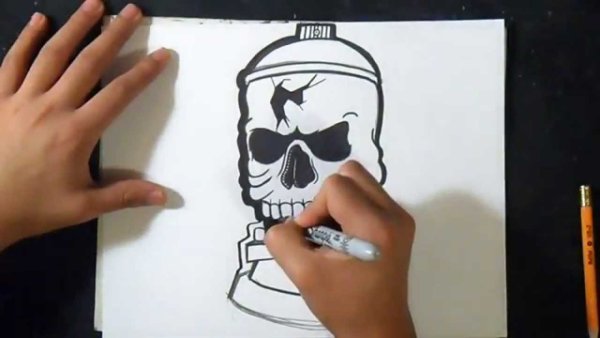 Нарисовать череп маркером