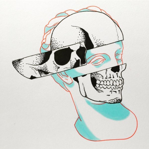 Маленький Черепок черно белый