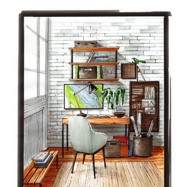 Интерьер маркерами