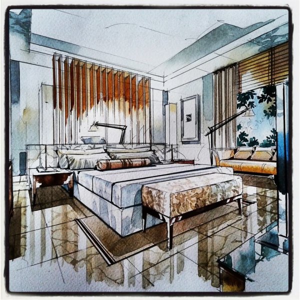 Скетч интерьер в прокриэйт