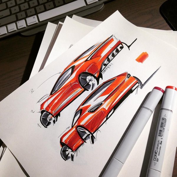 Машины цветными маркерами