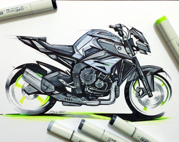 Мотоцикл маркерами