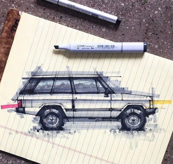 Скетчи автомобилей маркерами