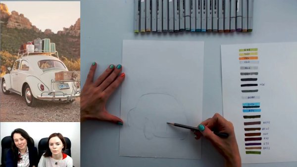 Скетчинг маркерами машины