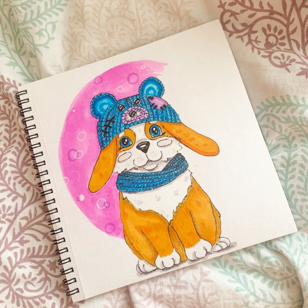 Корги скетч маркерами