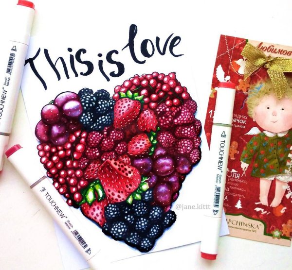 Ягоды скетч маркерами