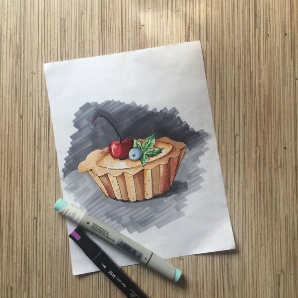 Скетч с днем рождения маркерами