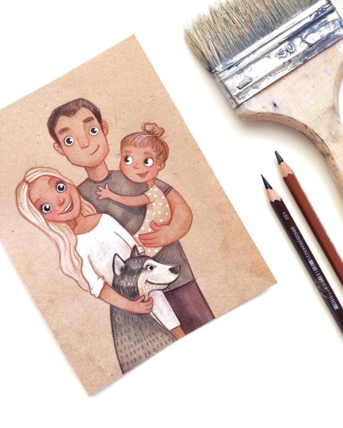 Иллюстрации на крафтовой бумаге