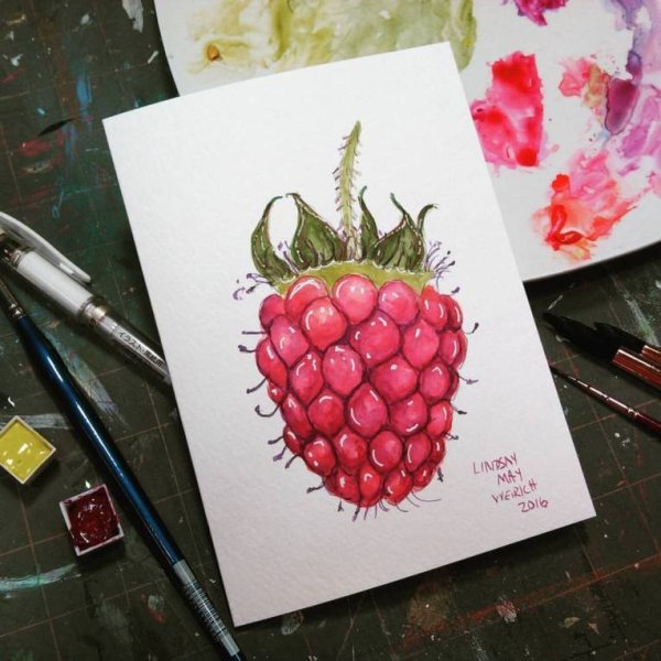 Скетчинг маркерами малина