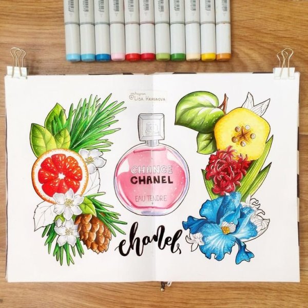 Малина акварелью скетчинг