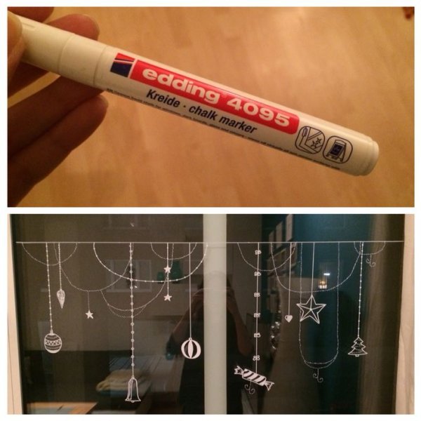 Украшение окон меловым маркером