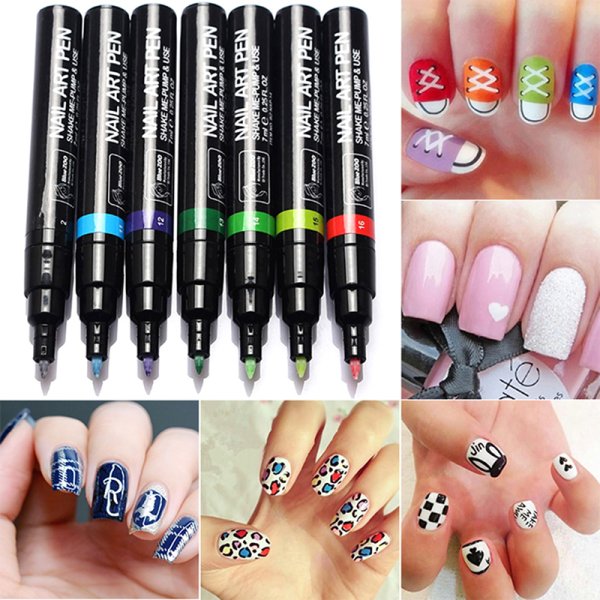 Рисование маркером на ногтях