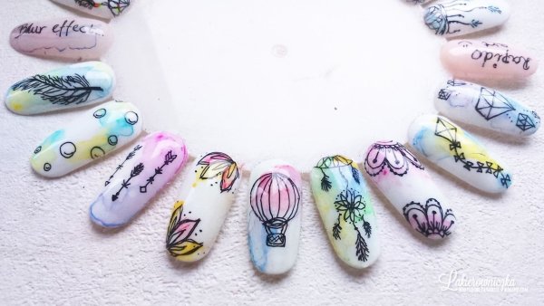 Рисунки маркером на ногтях