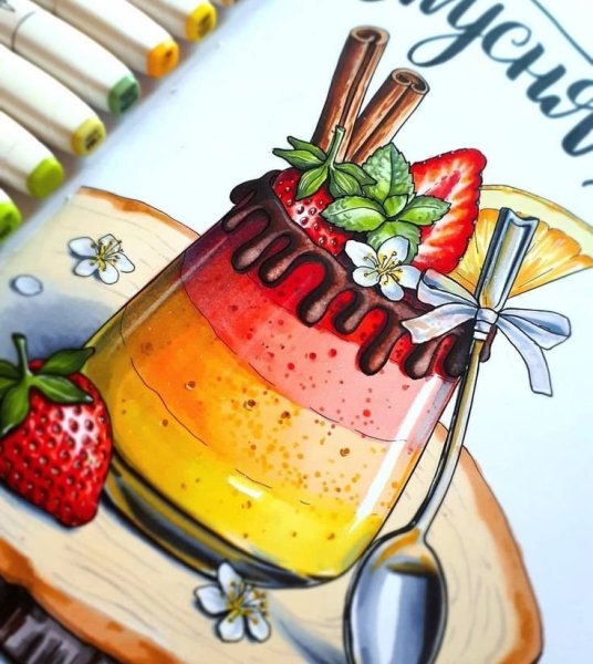 Рисунки маркерами для скетчинга еда