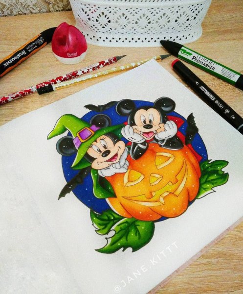 Персонаж мультфильмов фломастерами