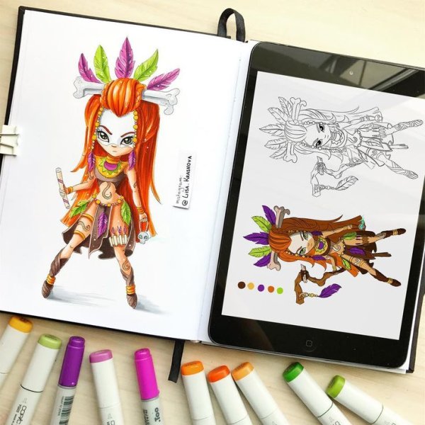 Наброски персонажей маркерами