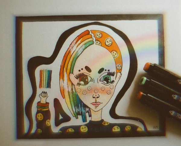 Радужные рисунки маркерами