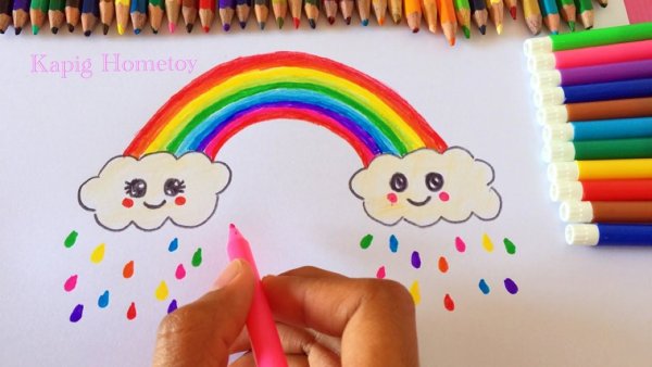 Нарисовать радугу фломастерами