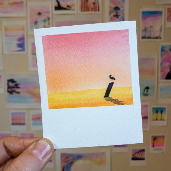 Полароиды рисунки акварелью легкие