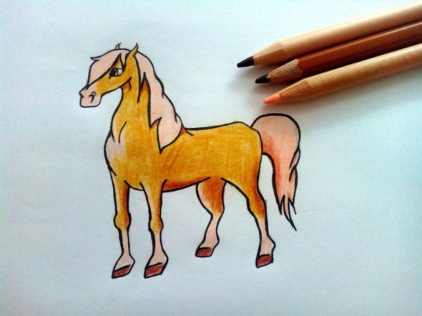 Лошадь фломастерами