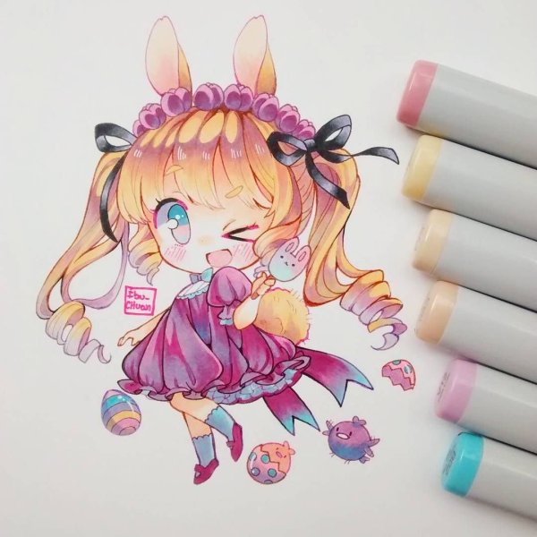 Чиби маркерами Copic