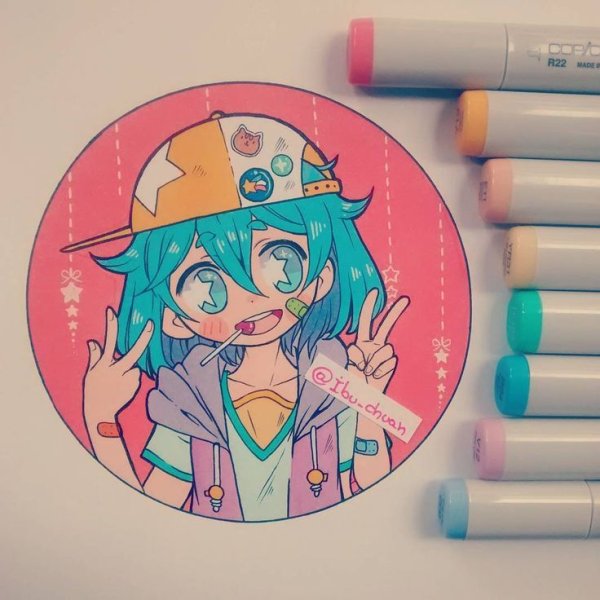 Чиби маркерами Копик