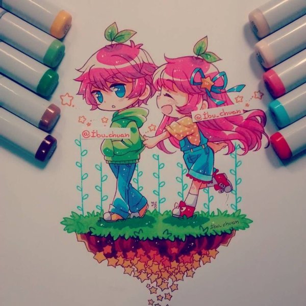 Чиби маркерами Копик