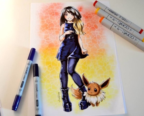 Рисовать аниме маркерами для скетчинга