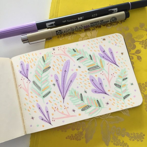 Скетчбук акварелью и ручкой