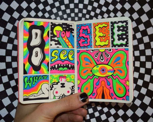 Рисунки в стиле хиппи маркером