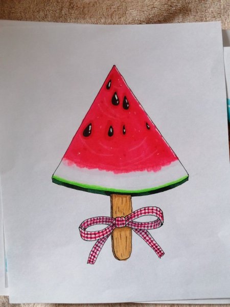 Арбуз скетч маркерами