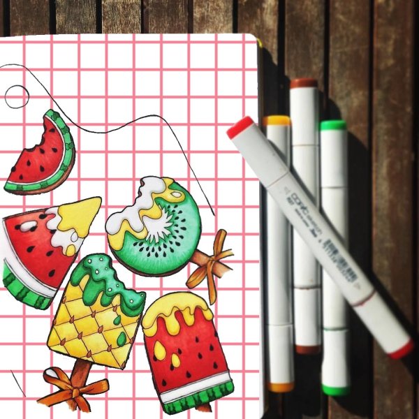 Портрет Фрида маркерами Copic