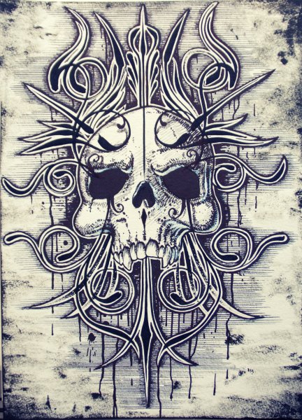 Рисунки фломастерами череп