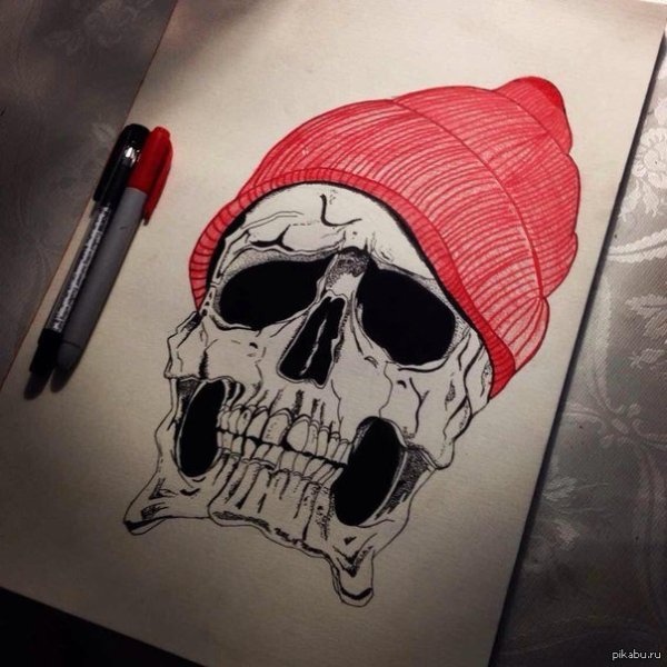 Череп маркером