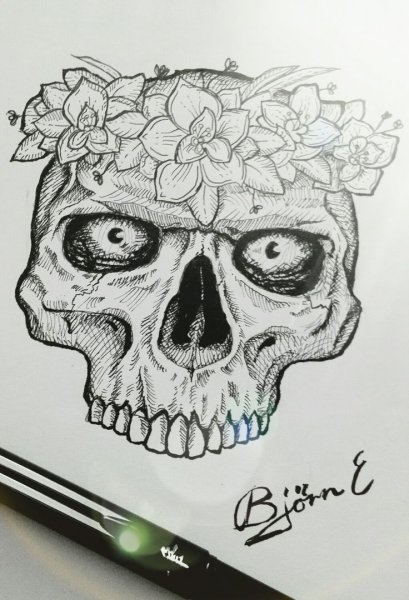 Череп маркером