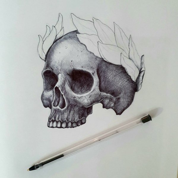 Тату череп простой