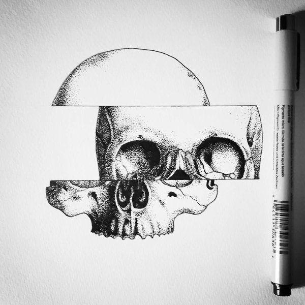 Череп маркером