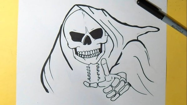 Череп фломастером