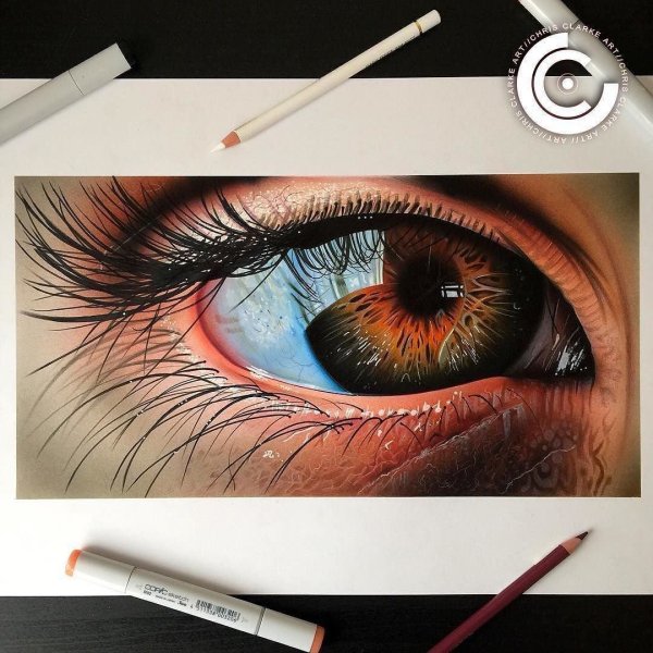 Глаз скетч маркерами