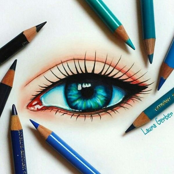 Рисование маркерами глаза